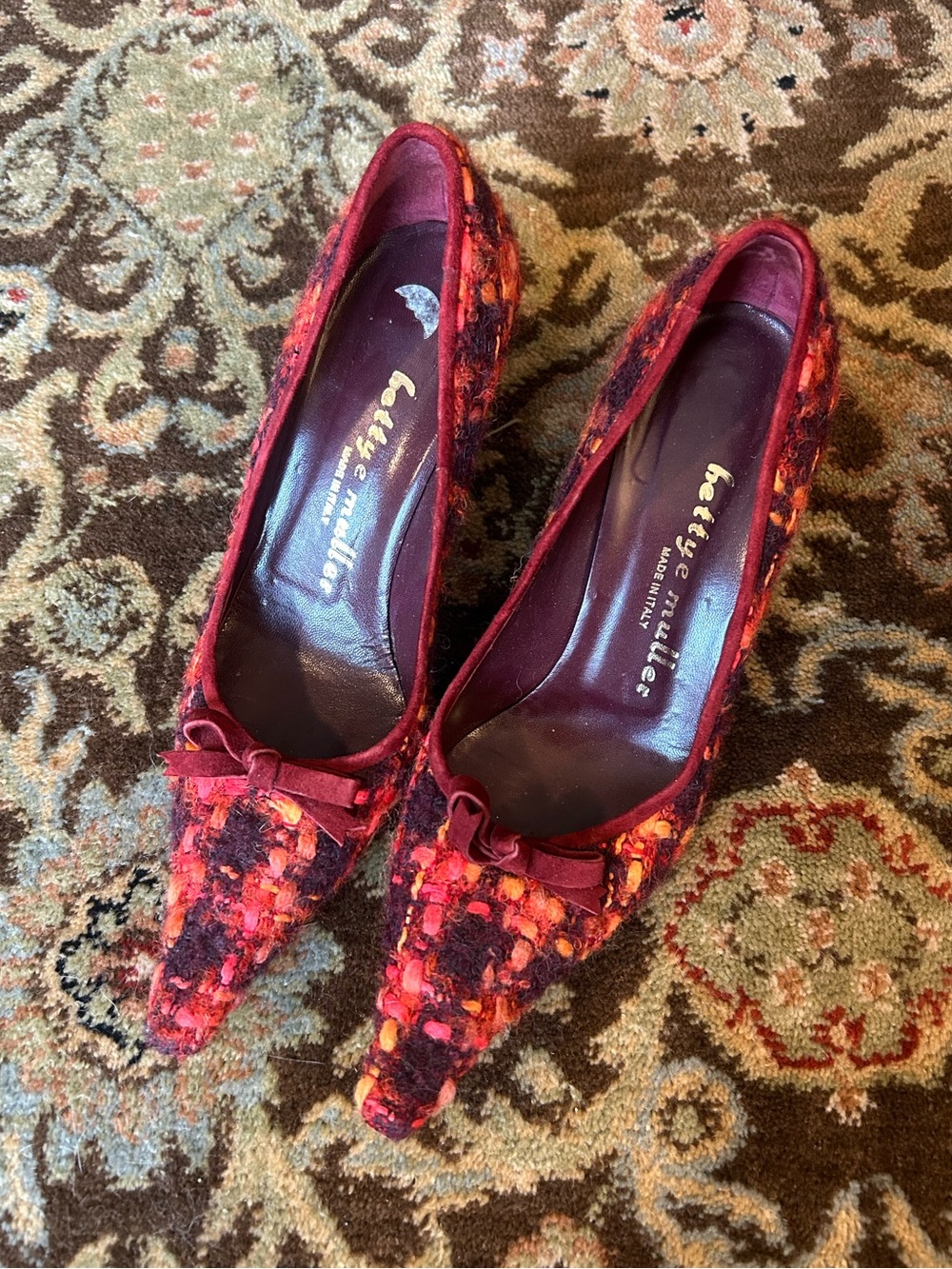 bettye muller Red Tweed Pointed Toe Pumps